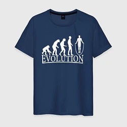 Футболка хлопковая мужская Эволюция - прыжки со скакалкой, цвет: тёмно-синий