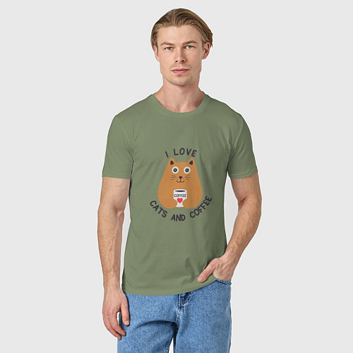 Мужская футболка Люблю котиков и кофе / Авокадо – фото 3