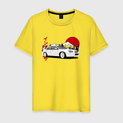 Футболка хлопковая мужская Subaru Impreza WRX Sti Retro JDM, цвет: желтый