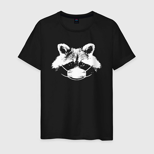 Мужская футболка Енот в маске / Черный – фото 1