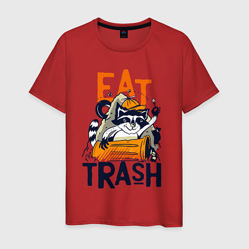 Мужская футболка Ешь мусор - мусорная панда / Красный – фото 1