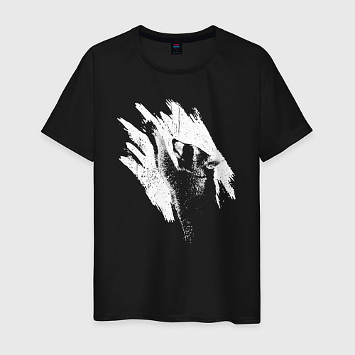 Мужская футболка Енот силуэт в брызгах / Черный – фото 1