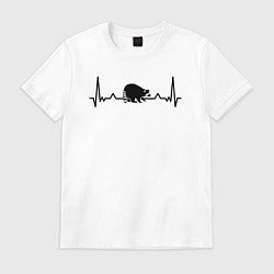 Футболка хлопковая мужская Енот в биении сердца, цвет: белый