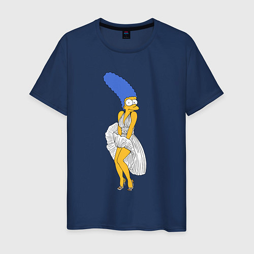 Мужская футболка Мардж Симпсон в позе Мэрилин Монро / Тёмно-синий – фото 1