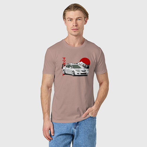 Мужская футболка Mazda 3 bk JDM Retro / Пыльно-розовый – фото 3