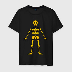 Футболка хлопковая мужская Жёлтый скелетик, цвет: черный