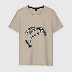 Футболка хлопковая мужская Рука с шахматами, цвет: миндальный