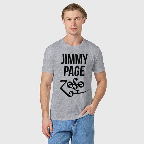 Мужская футболка Jimmy Page - Led Zeppelin - legend / Меланж – фото 3