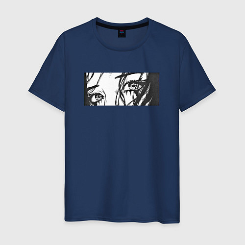 Мужская футболка Грустные Глаза Девушки / Тёмно-синий – фото 1