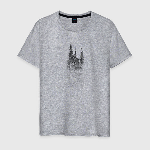 Мужская футболка Медведь в лесу / Меланж – фото 1