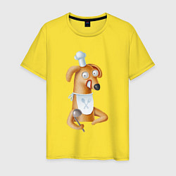 Футболка хлопковая мужская Собака - повар, цвет: желтый