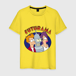 Футболка хлопковая мужская Fry Bender Leela, цвет: желтый