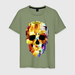 Футболка хлопковая мужская Color skull - sketch, цвет: авокадо