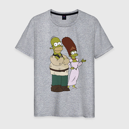 Мужская футболка Homer and Marge in Shrek style / Меланж – фото 1