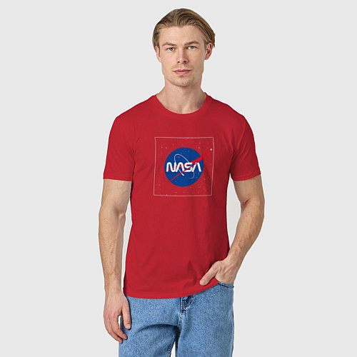 Мужская футболка Nasa звезды в квадрате / Красный – фото 3