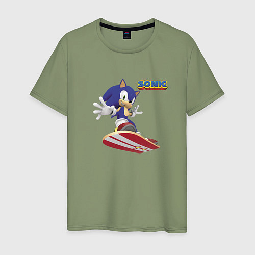 Мужская футболка Sonic - hedgehog - skateboarding / Авокадо – фото 1