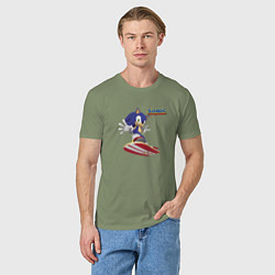 Футболка хлопковая мужская Sonic - hedgehog - skateboarding, цвет: авокадо — фото 2