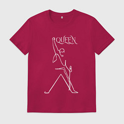 Футболка хлопковая мужская Queen- Фредди и микрофон, цвет: маджента