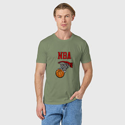 Футболка хлопковая мужская Basketball - NBA logo, цвет: авокадо — фото 2