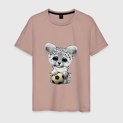 Мужская футболка Футбол - Снежный Леопард / Пыльно-розовый – фото 1