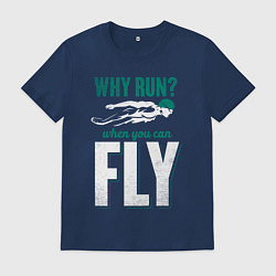 Футболка хлопковая мужская Кто бегает когда можно летать, цвет: тёмно-синий