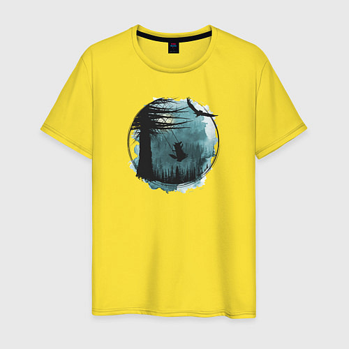 Мужская футболка Лиса на качелях / Желтый – фото 1
