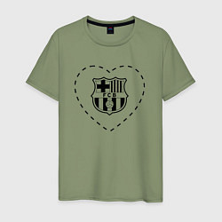 Футболка хлопковая мужская Лого Barcelona в сердечке, цвет: авокадо