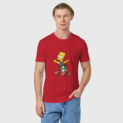 Футболка хлопковая мужская Барт Симпсон на скейте, цвет: красный — фото 2