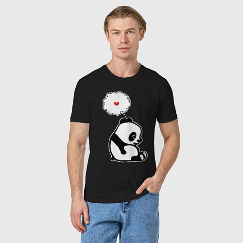 Мужская футболка Панда о разбитом сердце / Черный – фото 3