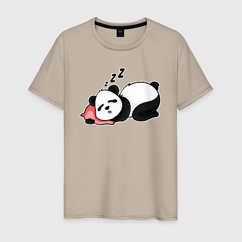 Мужская футболка Дрыхнущая панда / Миндальный – фото 1