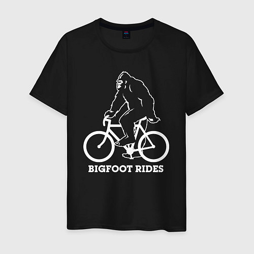 Мужская футболка Бигфут на велосипеде / Черный – фото 1