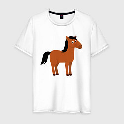 Футболка хлопковая мужская Забавная лошадь, цвет: белый