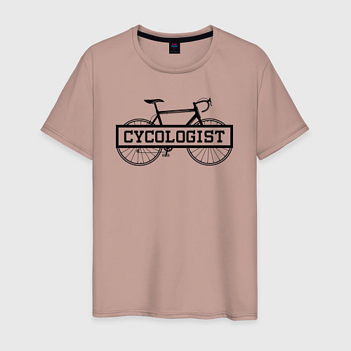 Мужская футболка Cycologist - велосипедист / Пыльно-розовый – фото 1