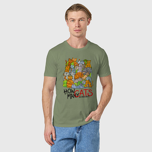 Мужская футболка Сколько котов вы видите? / Авокадо – фото 3