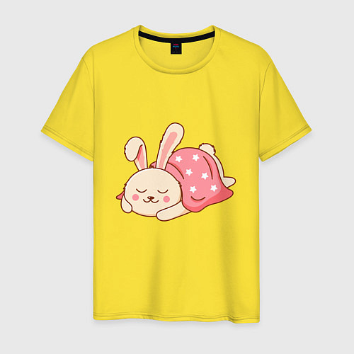 Мужская футболка Спящий кролик / Желтый – фото 1