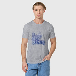 Футболка хлопковая мужская Никогда не прекращай, цвет: меланж — фото 2