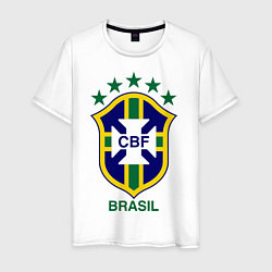 Футболка хлопковая мужская Brasil CBF, цвет: белый