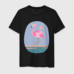 Футболка хлопковая мужская Фламинго, цвет: черный