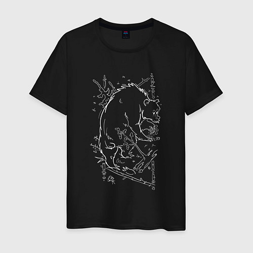 Мужская футболка Мишка в лесу / Черный – фото 1
