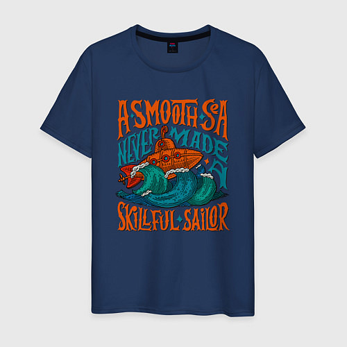 Мужская футболка Подводная лодка и волны / Тёмно-синий – фото 1