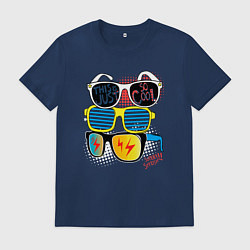 Футболка хлопковая мужская Поп арт очки, цвет: тёмно-синий