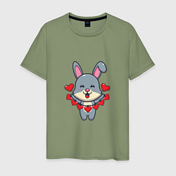 Футболка хлопковая мужская Love Rabbit, цвет: авокадо