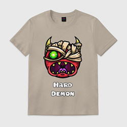 Футболка хлопковая мужская Geometry Dash hard demon, цвет: миндальный