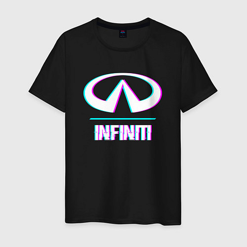 Мужская футболка Значок Infiniti в стиле glitch / Черный – фото 1