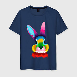 Футболка хлопковая мужская Радужный кролик, цвет: тёмно-синий