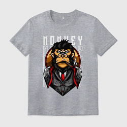 Футболка хлопковая мужская Обезьяна в костюме, цвет: меланж