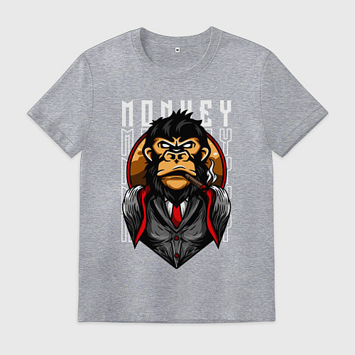 Мужская футболка Обезьяна в костюме / Меланж – фото 1