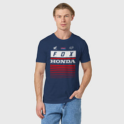 Футболка хлопковая мужская Honda racing, цвет: тёмно-синий — фото 2