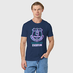 Футболка хлопковая мужская Everton FC в стиле glitch, цвет: тёмно-синий — фото 2