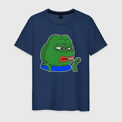 Мужская футболка Лягушонок Пепе реагирует мерзко / Тёмно-синий – фото 1